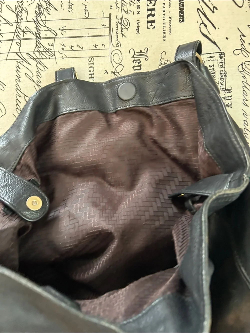 Cole Haan Black Leather Braided-Handle Tote/bag